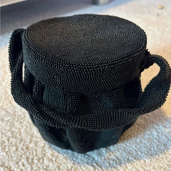 Vintage Black Beaded Handbag with twisted handle - Picture 1 of 6